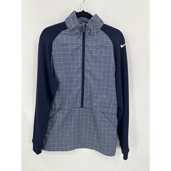 Men's Nike Golf hooded blue check pullover with pockets Size Small - Picture 1 of 5